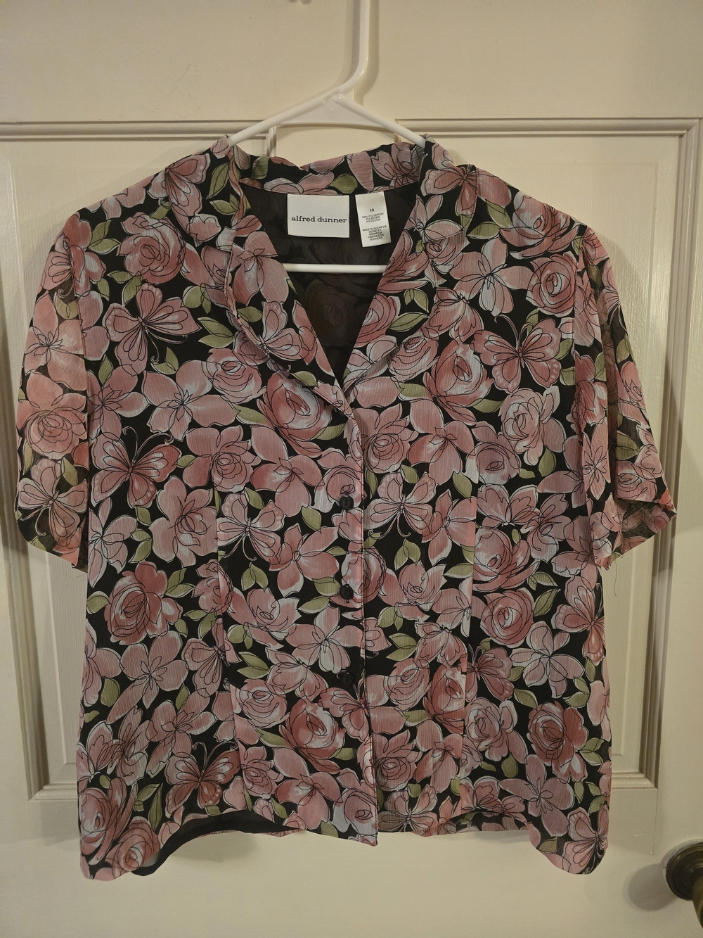 alfred dunner Pink Floral Button-Front Women's Top #331